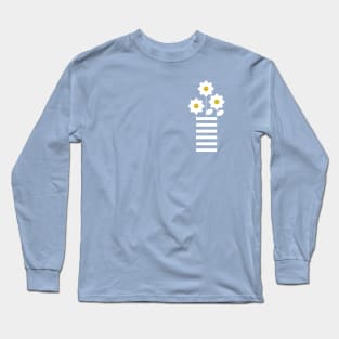 Pretty white abstract flowers design on baby blue background Long Sleeve T-Shirt